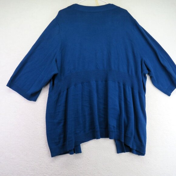 Catherines Cardigan Sweater Womens 2X 22/24W‎ Blue Open Front Elbow Sleeve Knit - Picture 3 of 8